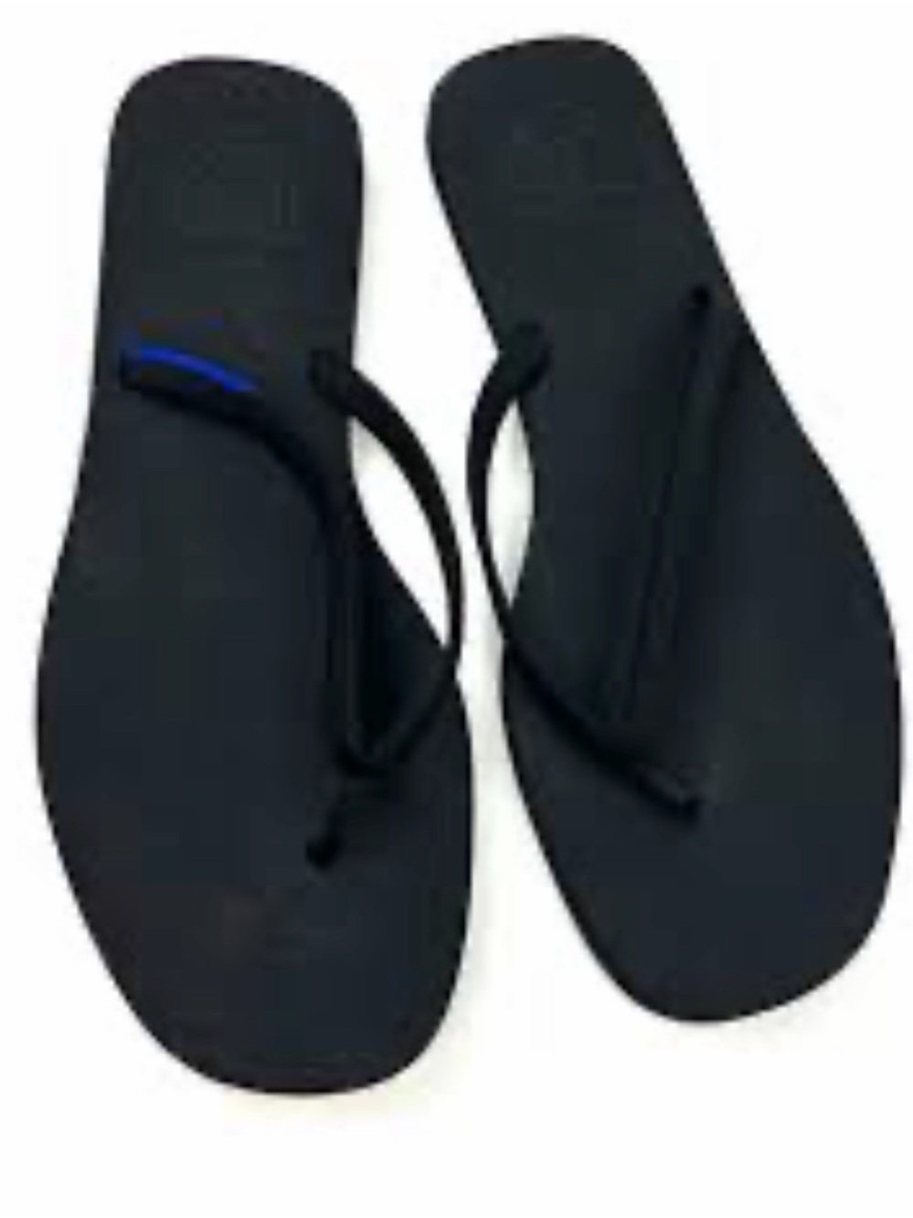 Rothy's Black Flip Flop Sandals with Blue Accent